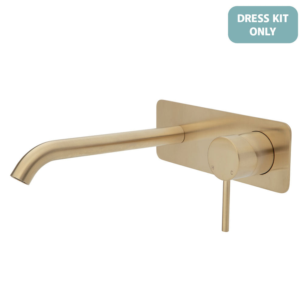 Fienza Kaya Wall Basin/Bath Mixer Dress Kit - Urban Brass - Square Plate - 200mm Outlet