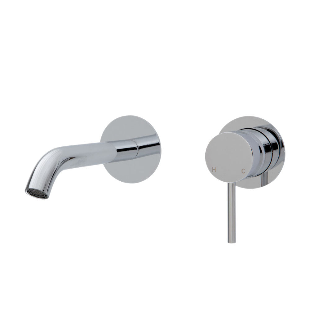 Fienza Kaya Wall Basin/Bath Mixer Set - Round Plates - 160mm Outlet