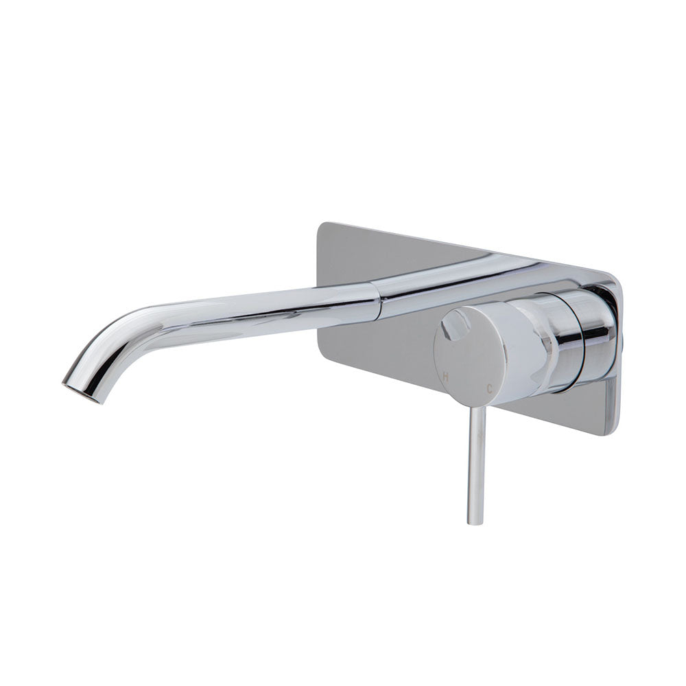 Fienza Kaya Wall Basin/Bath Mixer Set - Square Plate - 160mm Outlet