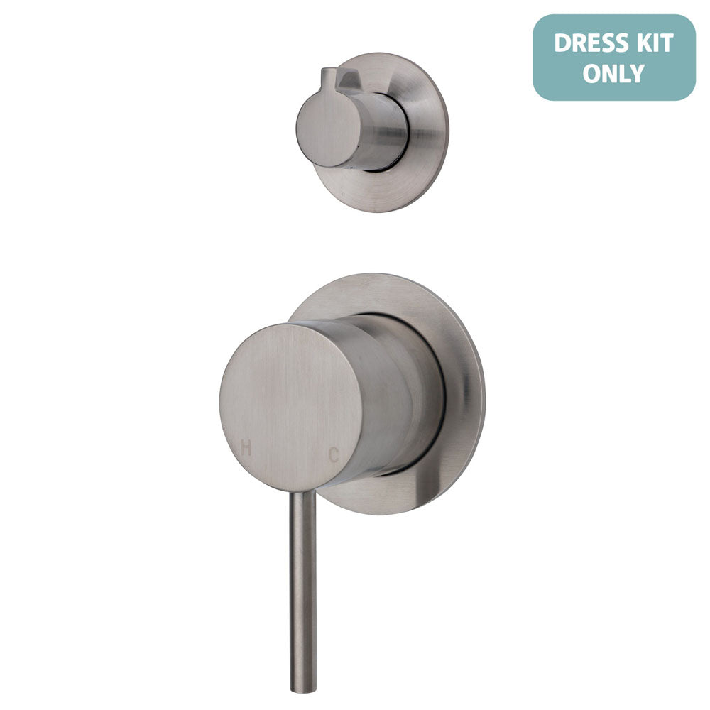 Fienza Kaya Wall Diverter Mixer Dress Kit - Brushed Nickel - Small Round Plates