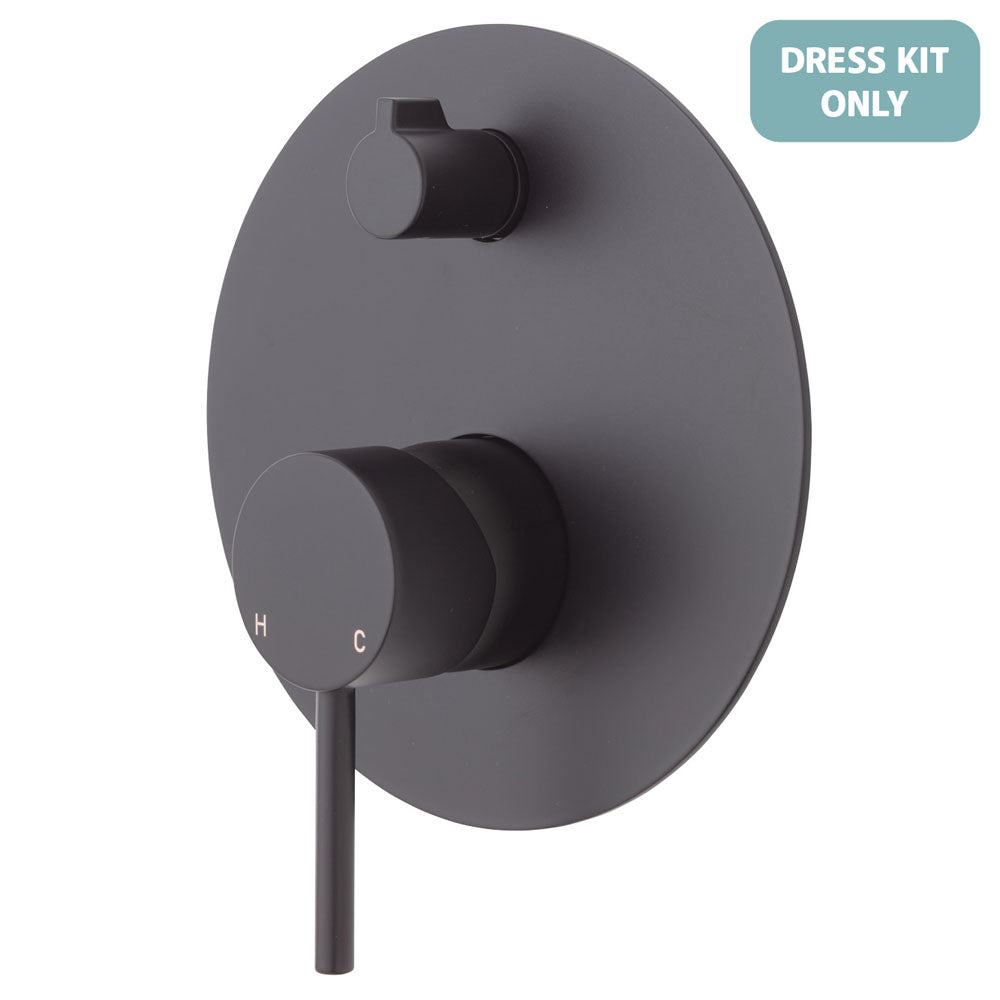 Fienza Kaya Wall Diverter Mixer Dress Kit - Matte Black - Large Round Plate