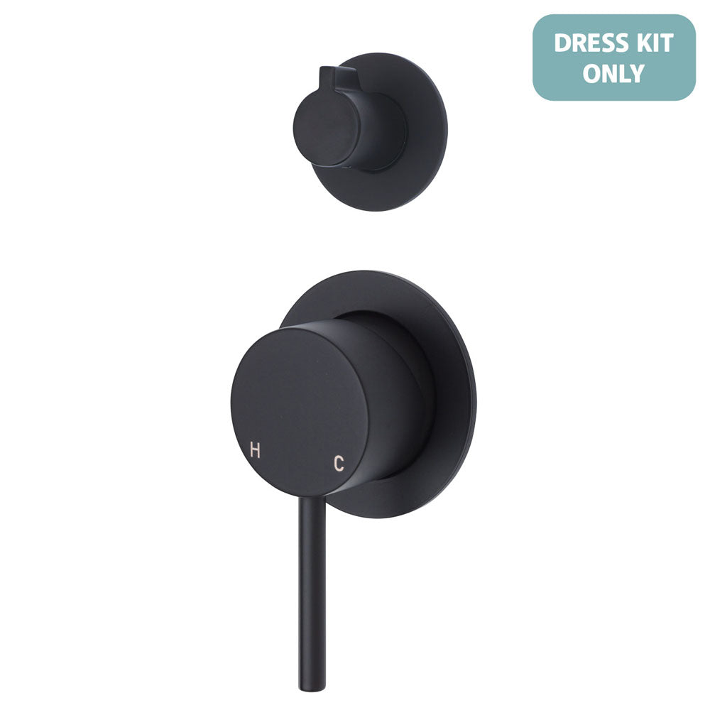 Fienza Kaya Wall Diverter Mixer Dress Kit - Matte Black - Small Round Plates