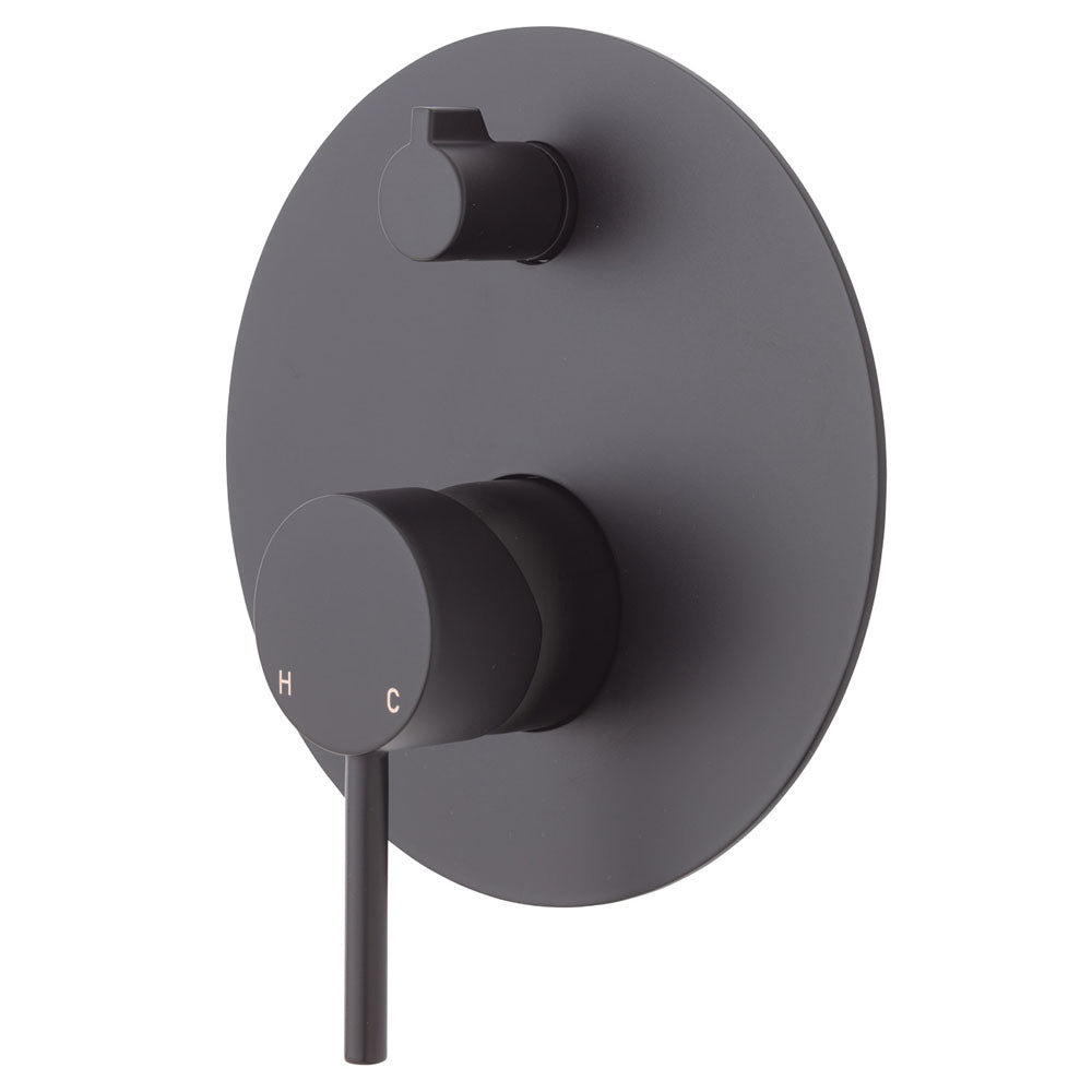 Fienza Kaya Wall Diverter Mixer - Matte Black - Large Round Plate