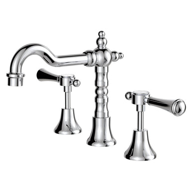 Fienza Lillian Lever Basin Set - Chrome with Ceramic White Handle