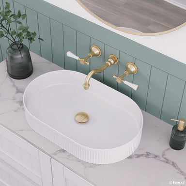 Fienza Lillian Lever Basin Set - Chrome with Ceramic White Handle