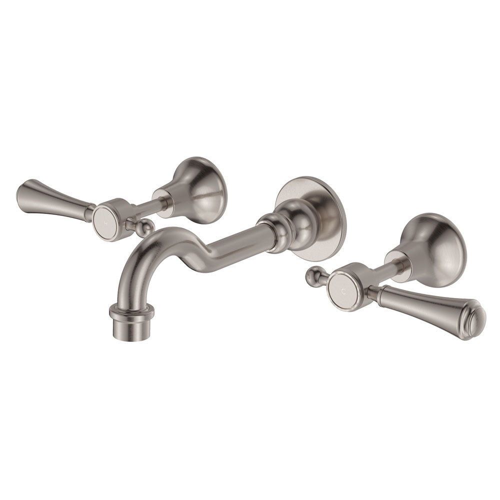 Fienza Lillian Lever Basin/Bath Wall Set - Brushed Nickel