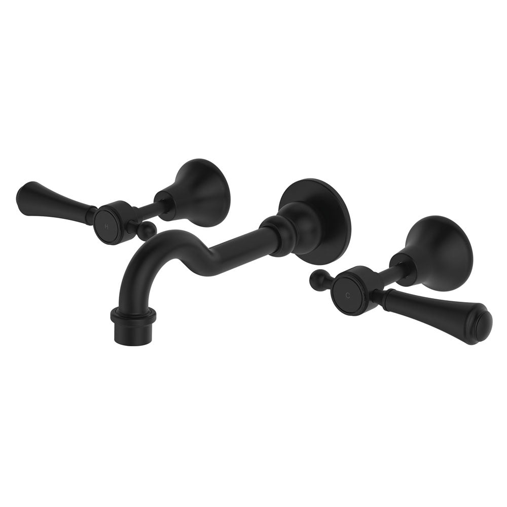 Fienza Lillian Lever Basin/Bath Wall Set - Matte Black