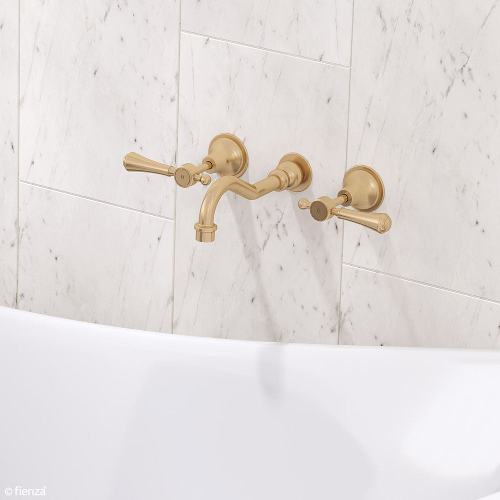 Fienza Lillian Lever Basin/Bath Wall Set - Urban Brass