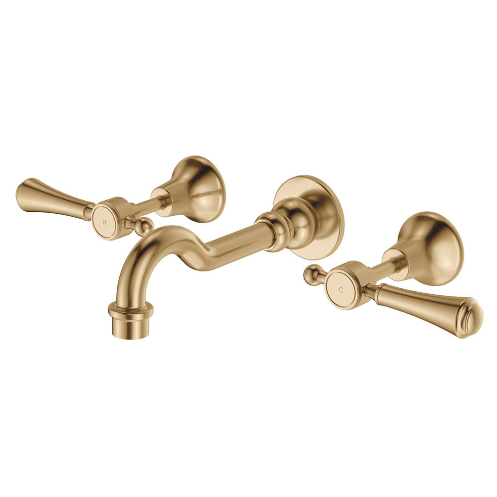 Fienza Lillian Lever Basin/Bath Wall Set - Urban Brass