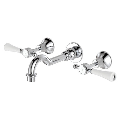 Fienza Lillian Lever Basin Set - Chrome with Ceramic White Handle