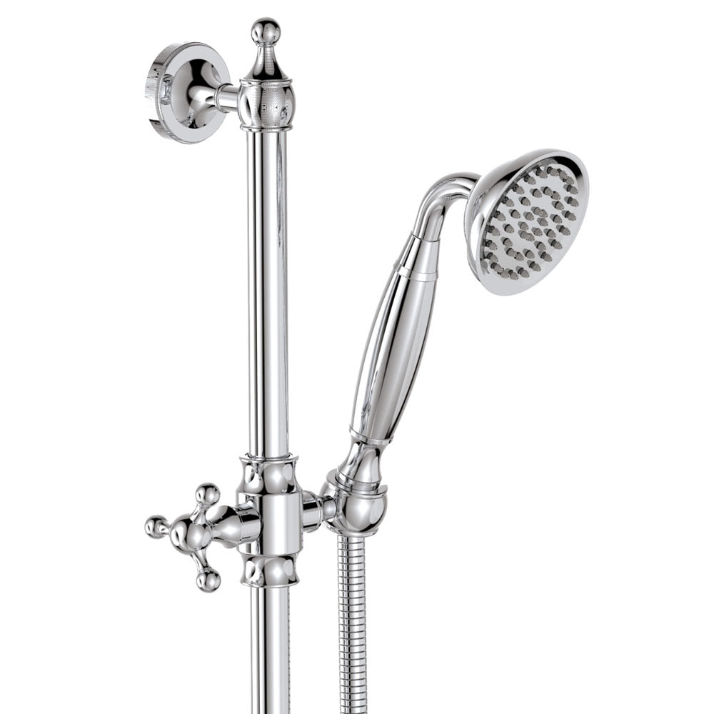 Fienza Lillian Lever Rail Shower Set - Chrome with Ceramic White Handle