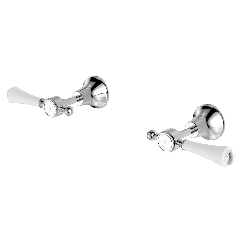 Fienza Lillian Lever Wall Top Assemblies - Chrome with Ceramic White Handle