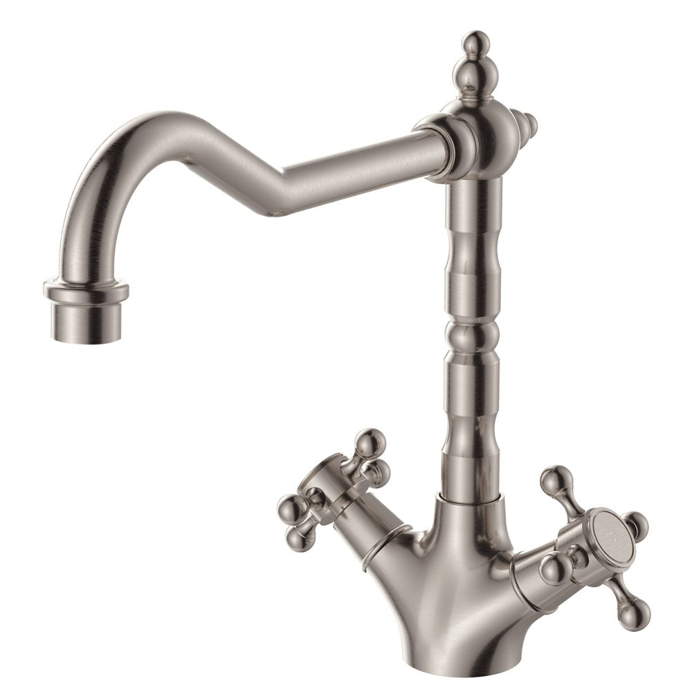 Fienza Lillian Shepherds Crook Sink Mixer - Brushed Nickel