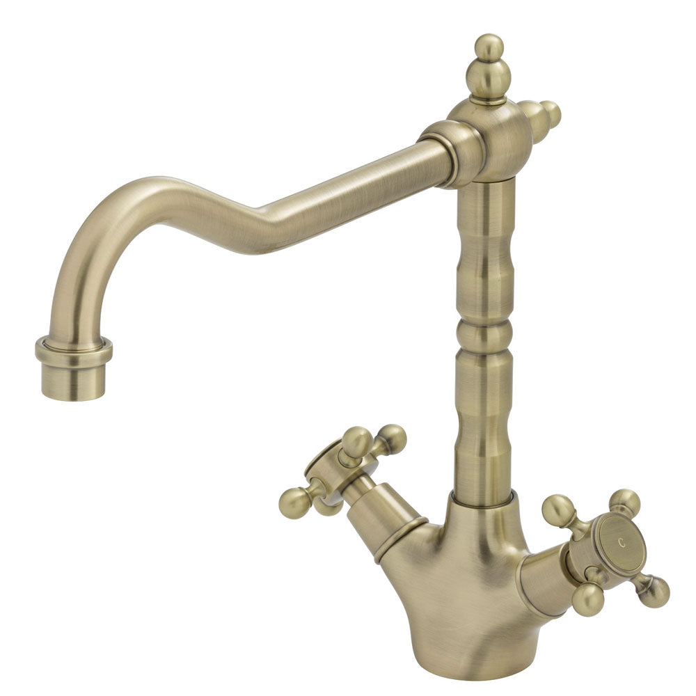 Fienza Lillian Shepherds Crook Sink Mixer - Champagne