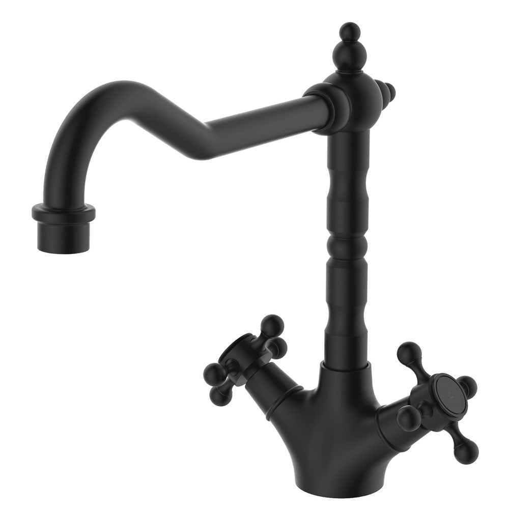 Fienza Lillian Shepherds Crook Sink Mixer - Matte Black