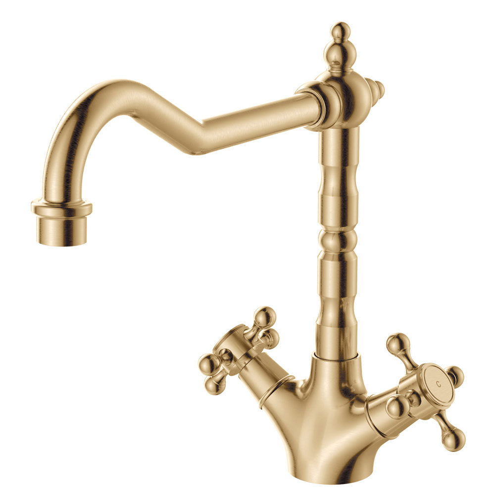 Fienza Lillian Shepherds Crook Sink Mixer - Urban Brass