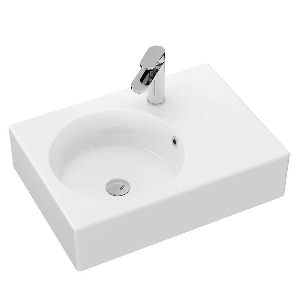 Fienza Reba Left Bowl Wall Basin - 1 Tap Hole