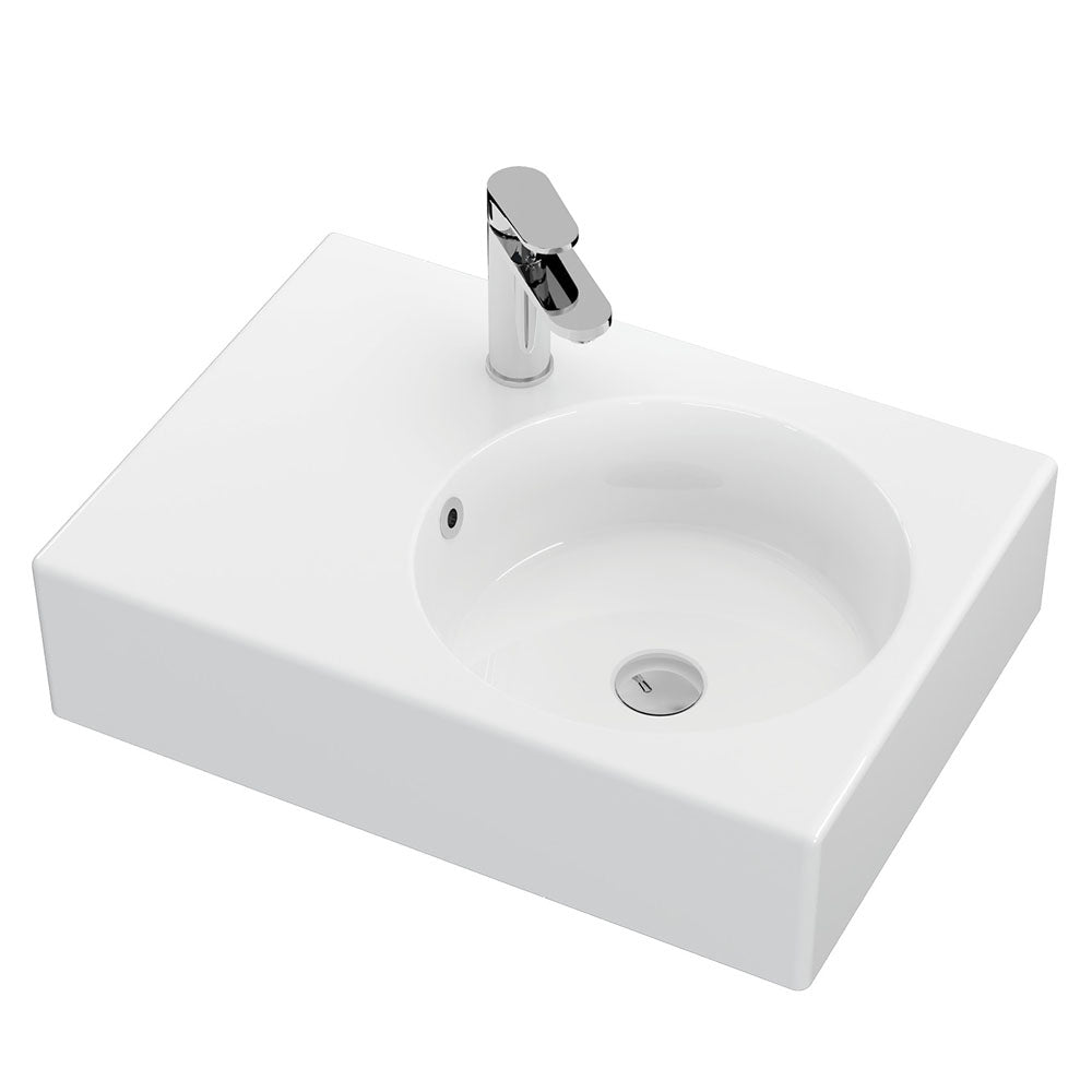 Fienza Reba Right Bowl Wall Basin - 1 Tap Hole