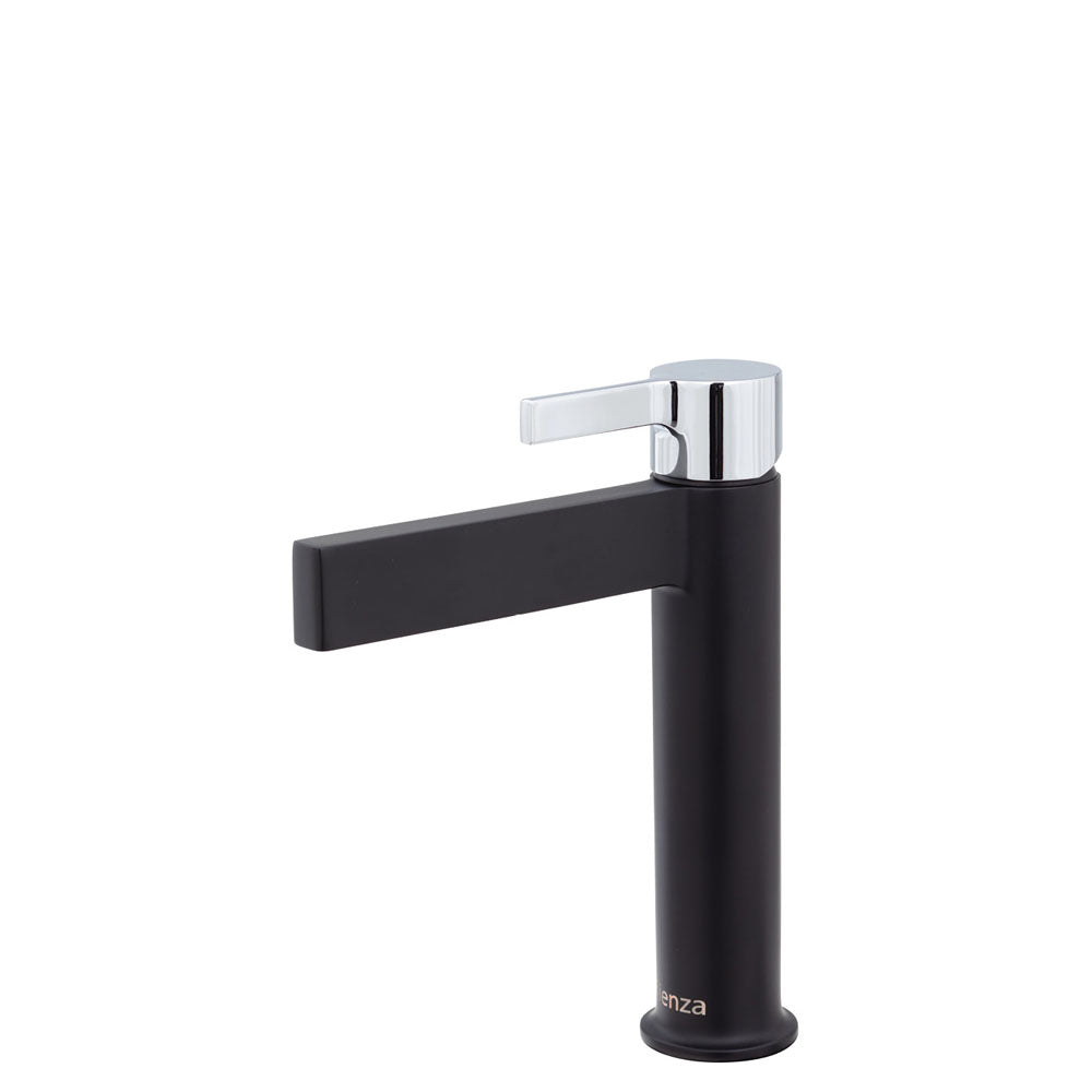 Fienza Sansa Basin Mixer - Matte Black With Chrome Handle