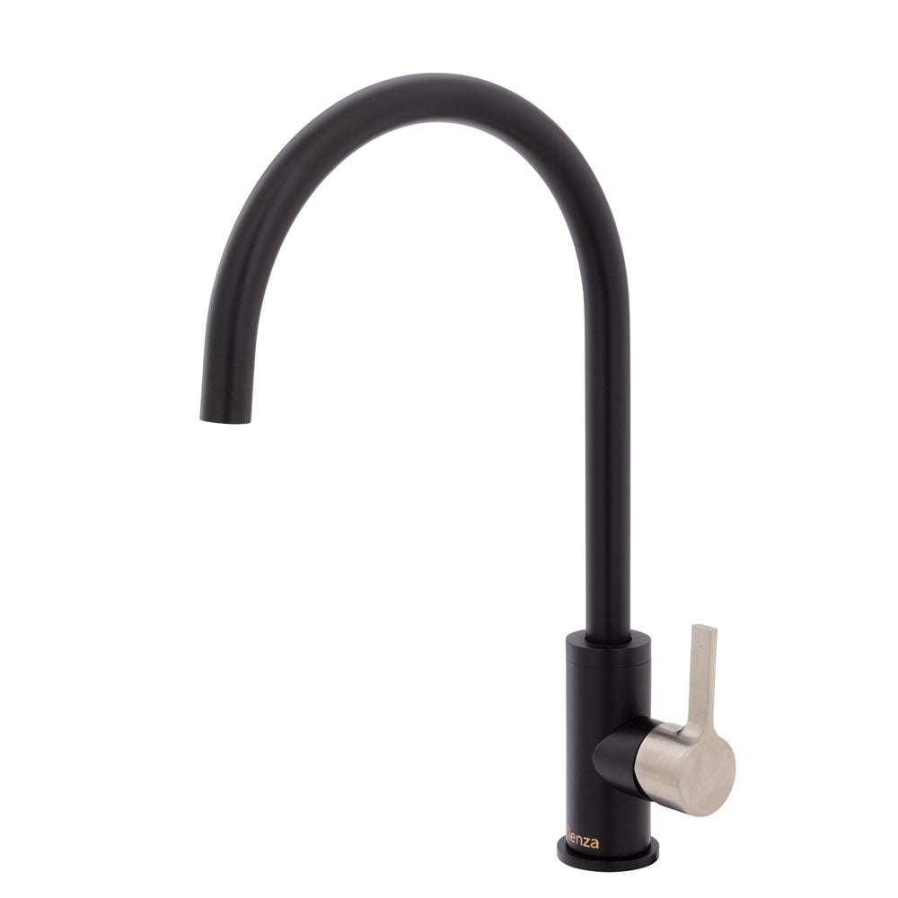 Fienza Sansa Sink Mixer - Matte Black With Brushed Nickel Handle