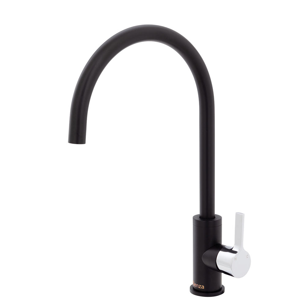 Fienza Sansa Sink Mixer - Matte Black With Chrome Handle