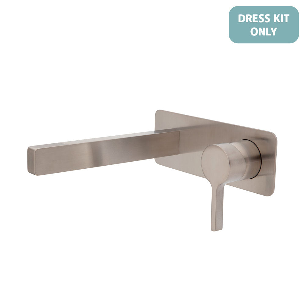 Fienza Sansa Wall Basin/Bath Mixer Dress Kit - Brushed Nickel - Soft Square Plate