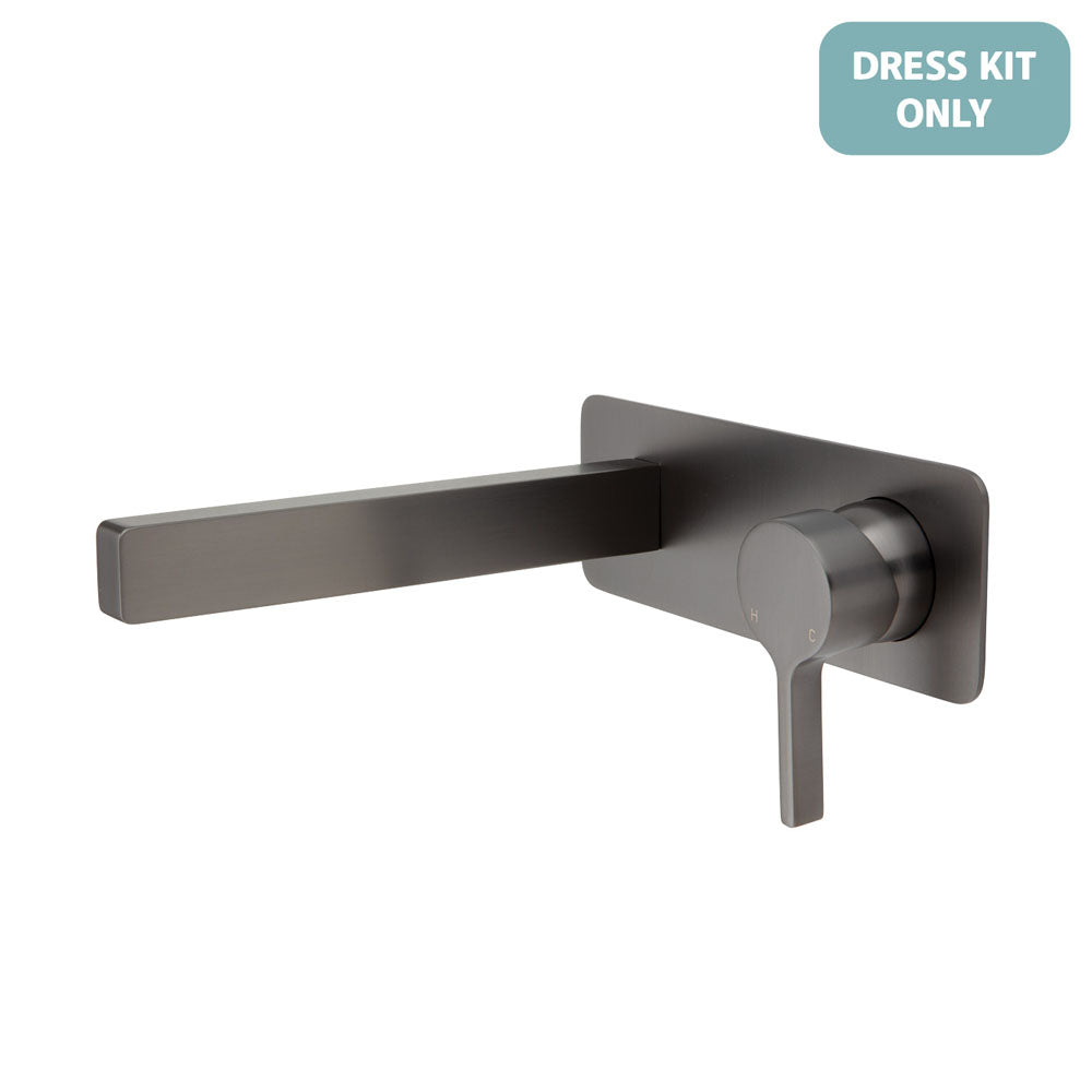 Fienza Sansa Wall Basin/Bath Mixer Dress Kit - Gun Metal - Soft Square Plate