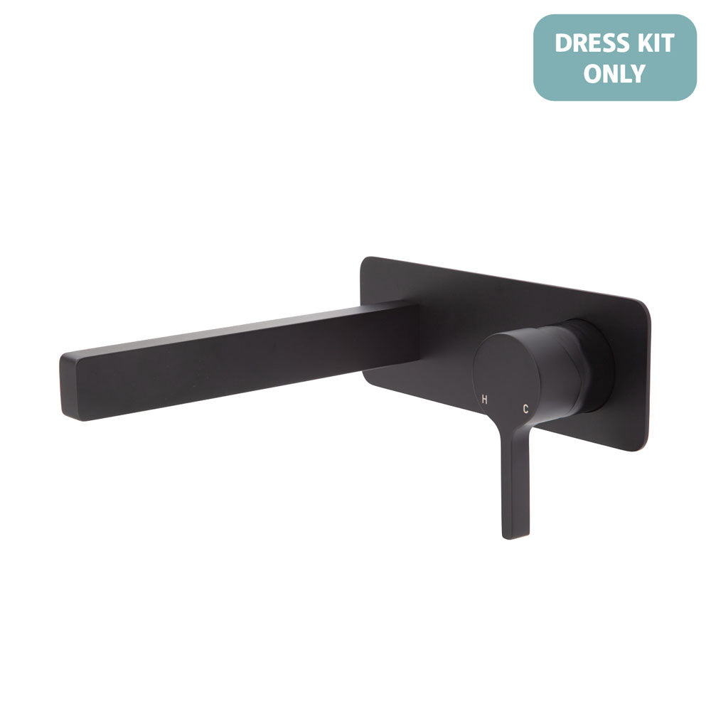 Fienza Sansa Wall Basin/Bath Mixer Dress Kit - Matte Black - Soft Square Plate