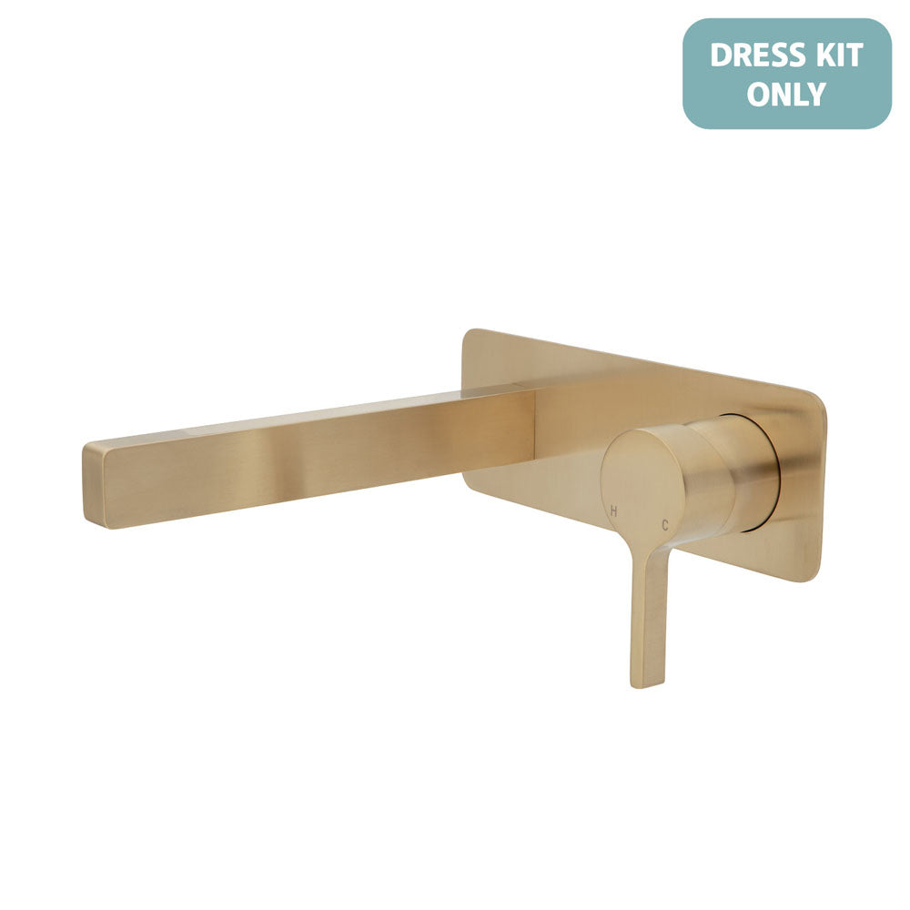 Fienza Sansa Wall Basin/Bath Mixer Dress Kit - Urban Brass - Soft Square Plate