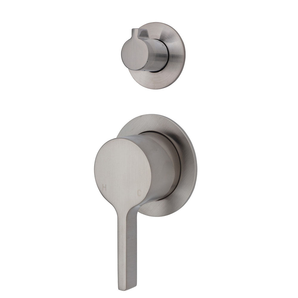 Fienza Sansa Wall Diverter Mixer - Brushed Nickel - Small Round Plates