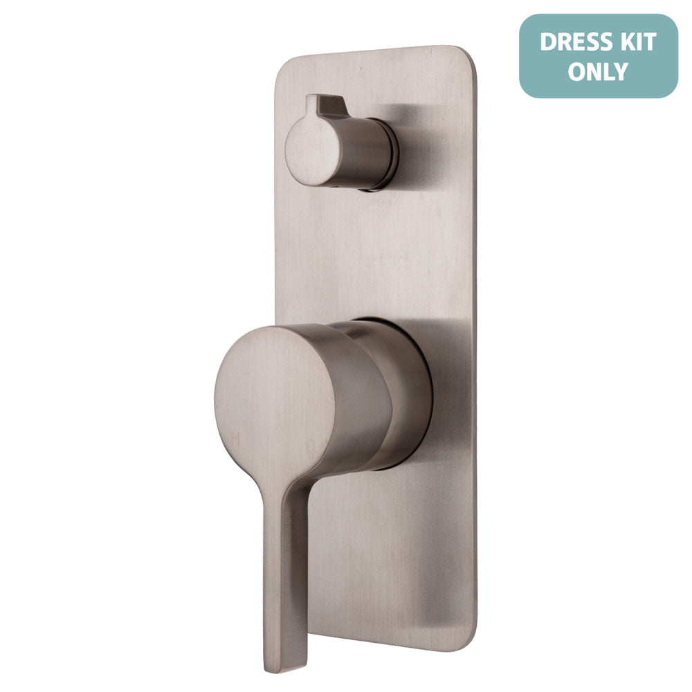 Fienza Sansa Wall Diverter Mixer Dress Kit - Brushed Nickel - Soft Square Plate