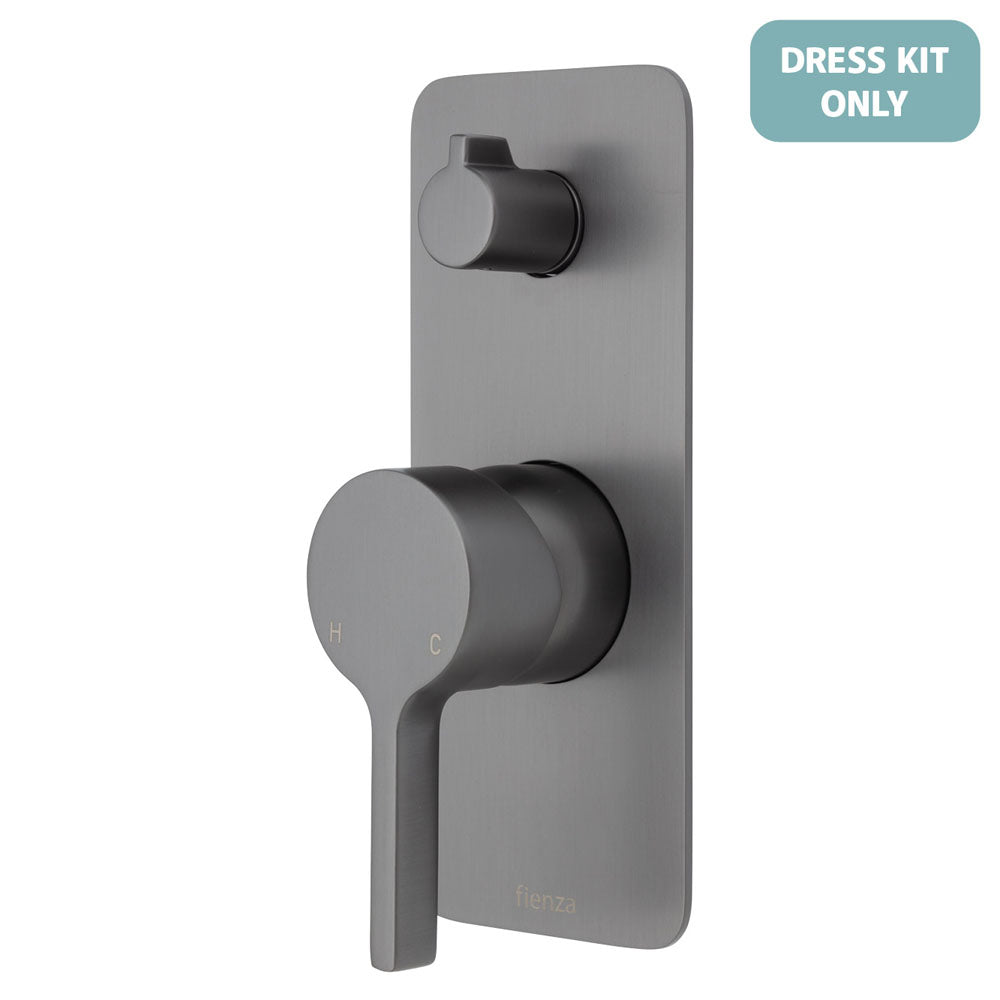 Fienza Sansa Wall Diverter Mixer Dress Kit - Gun Metal - Soft Square Plate