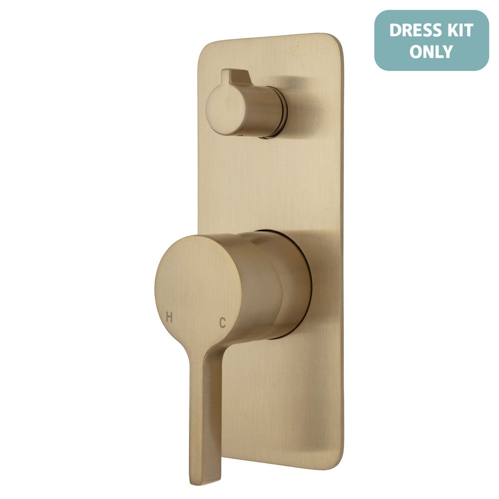 Fienza Sansa Wall Diverter Mixer Dress Kit - Urban Brass - Soft Square Plate