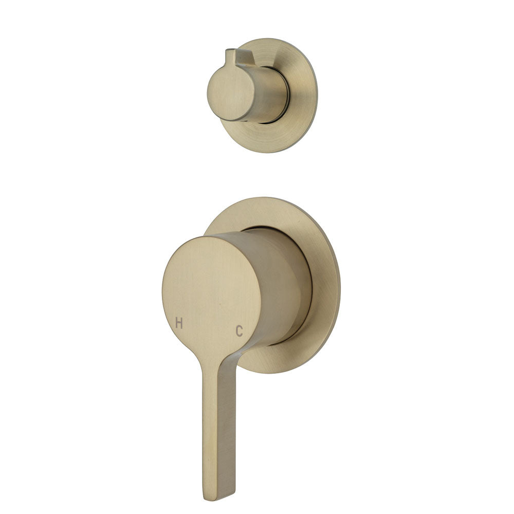 Fienza Sansa Wall Diverter Mixer - Urban Brass - Small Round Plates