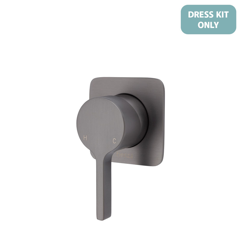 Fienza Sansa Wall Mixer Dress Kit - Gun Metal - Soft Square Plate