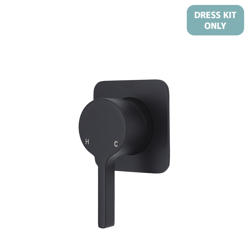 Fienza Sansa Wall Mixer Dress Kit - Matte Black - Soft Square Plate