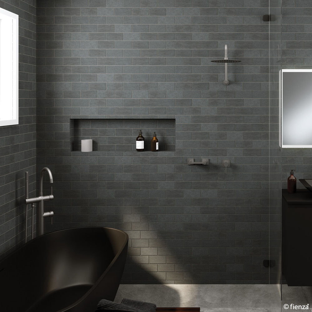 Fienza Sansa Wall Mixer - Gun Metal - Soft Square Matte Black Plate