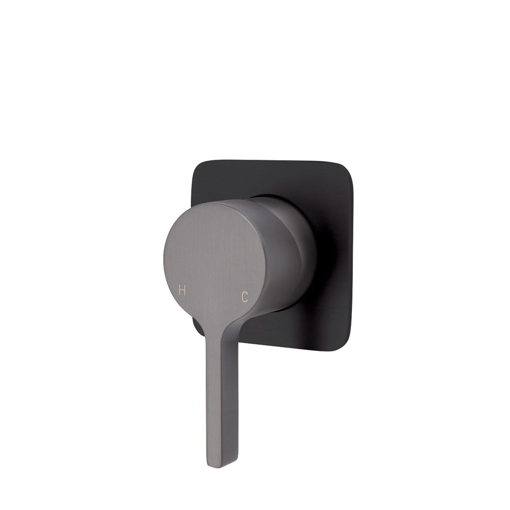 Fienza Sansa Wall Mixer - Gun Metal - Soft Square Matte Black Plate