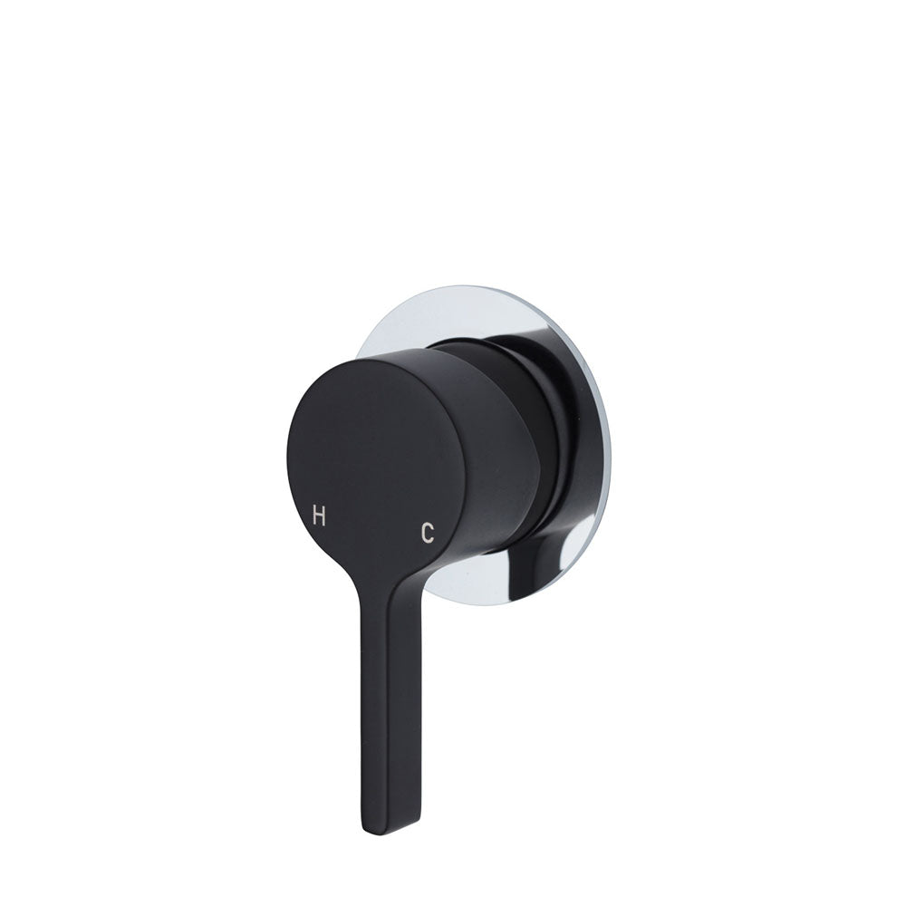 Fienza Sansa Wall Mixer - Matte Black - Small Round Chrome Plate