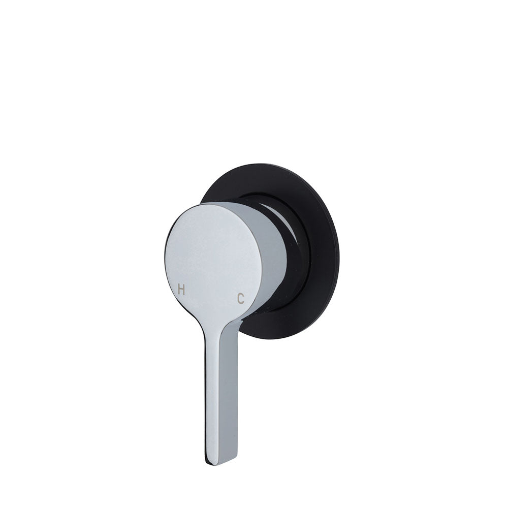 Fienza Sansa Wall Mixer - Small Round Matte Black Plate