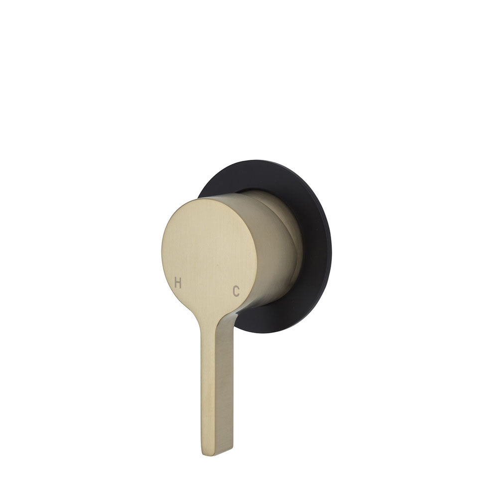 Fienza Sansa Wall Mixer - Urban Brass - Small Round Matte Black Plate