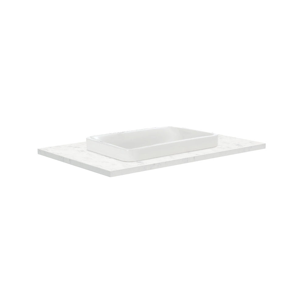 Fienza Sarah Bianco Marble 750 Semi-Inset Basin-Top - No Tap Hole