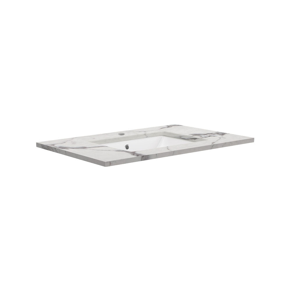 Fienza Sarah Calacatta Marble 750 Undermount Basin-Top - 1 Tap Hole