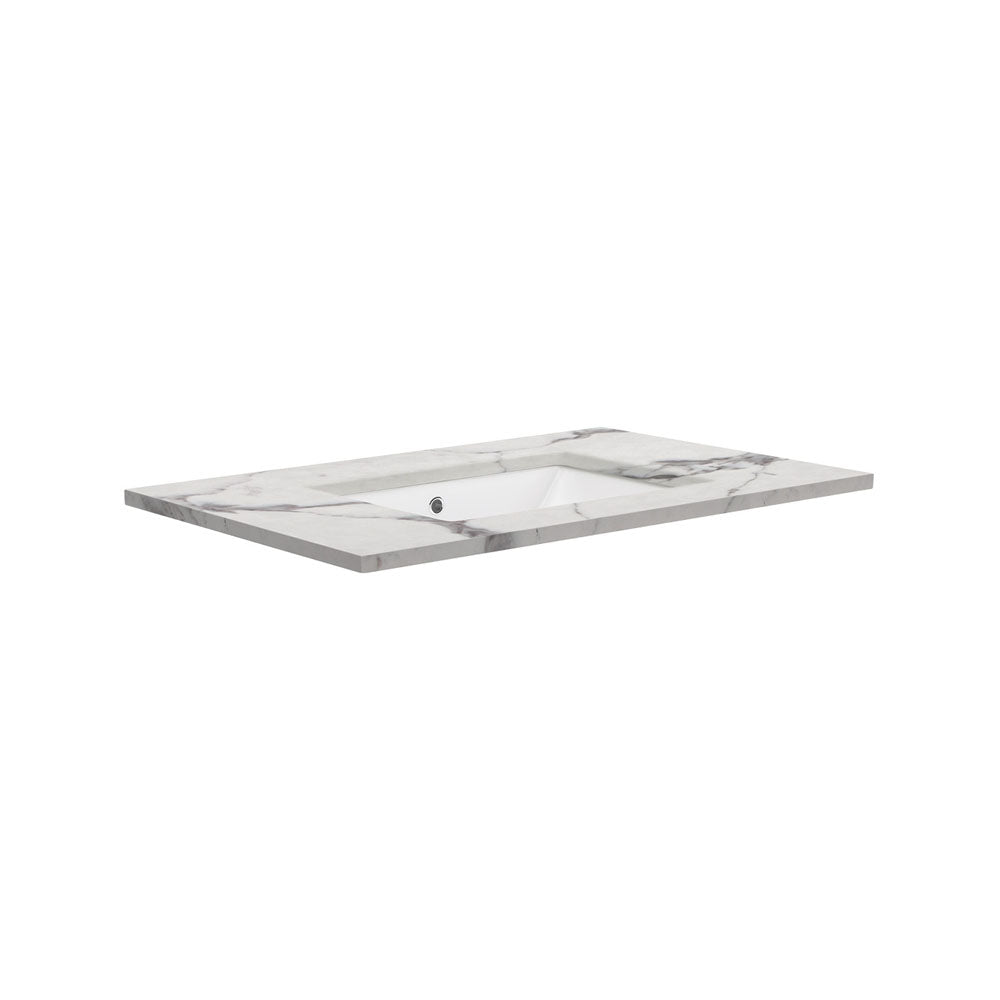 Fienza Sarah Calacatta Marble 750 Undermount Basin-Top - No Tap Hole