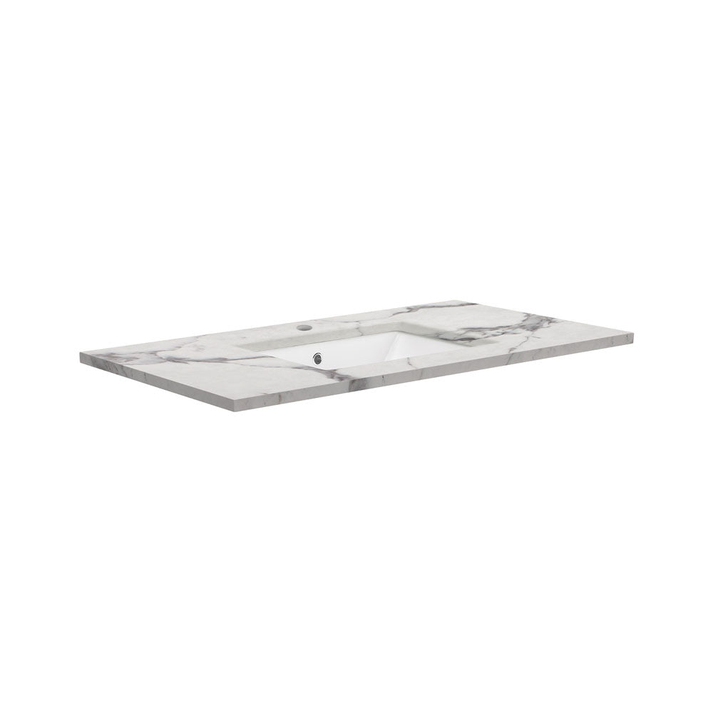 Fienza Sarah Calacatta Marble 900 Undermount Basin-Top - 1 Tap Hole