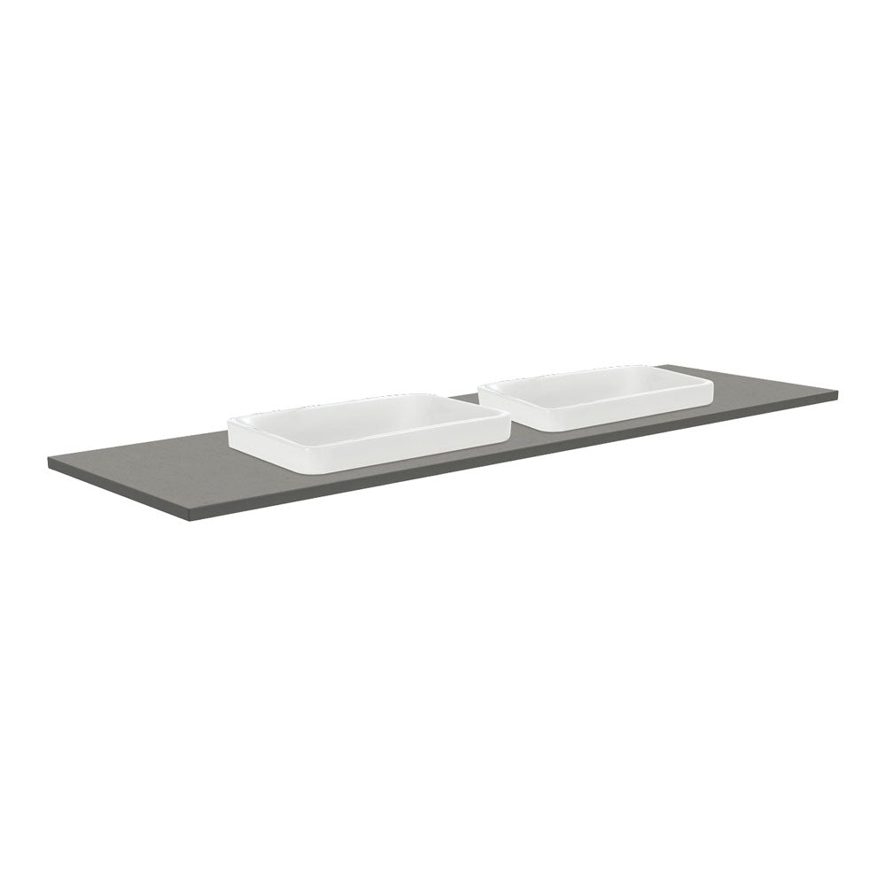 Fienza Sarah Dove Grey 1500 Semi-Inset Basin-Top - Double Bowl - 1 Tap Hole