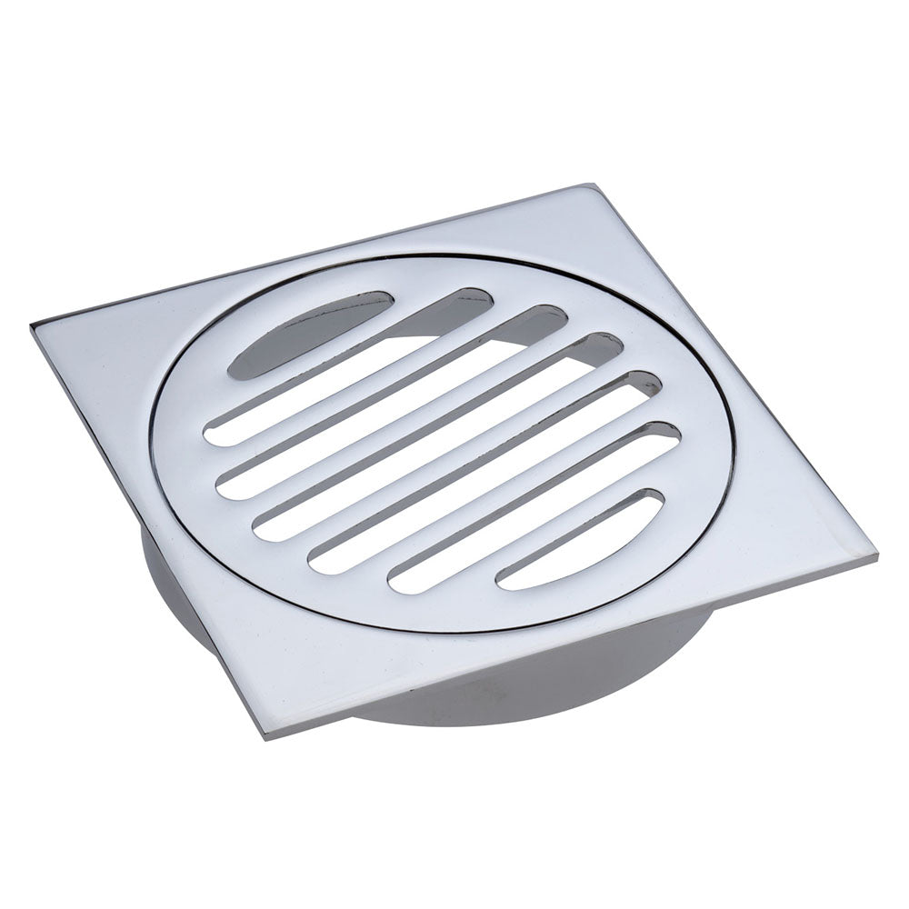 Fienza Square Floor Waste - Round Grate - 100mm Outlet