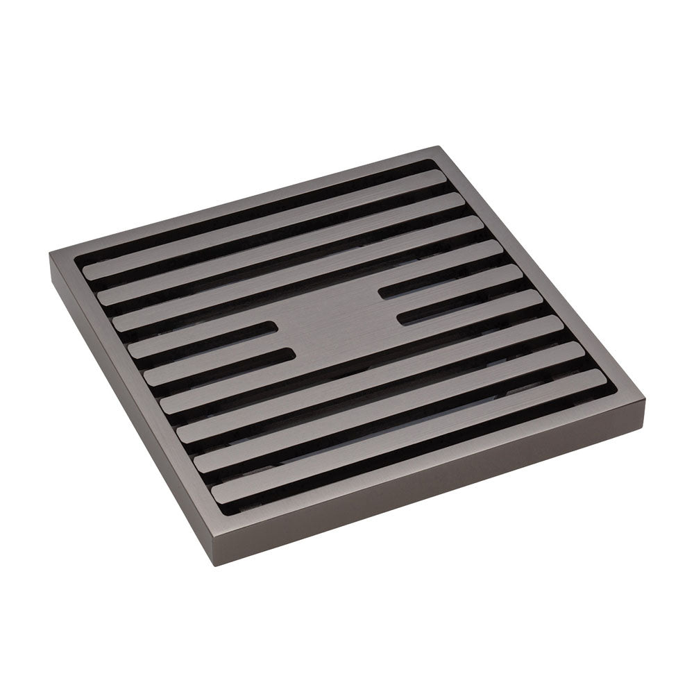 Fienza Square Slim Grate Floor Waste - 88mm Outlet - Gun Metal