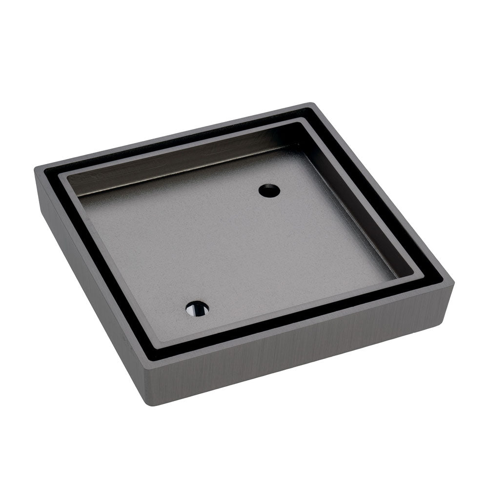 Fienza Square Tile Bed Floor Waste - 75mm Outlet - Gun Metal