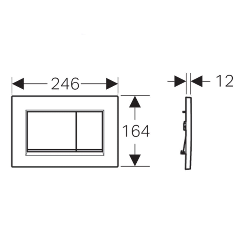 Geberit Sigma30 Matte Black Dual Flush Plate - Black Trim